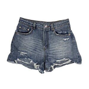 Wild Fable Womens Shorts Size 4 High Rise Distressed Medium Wash Denim‎